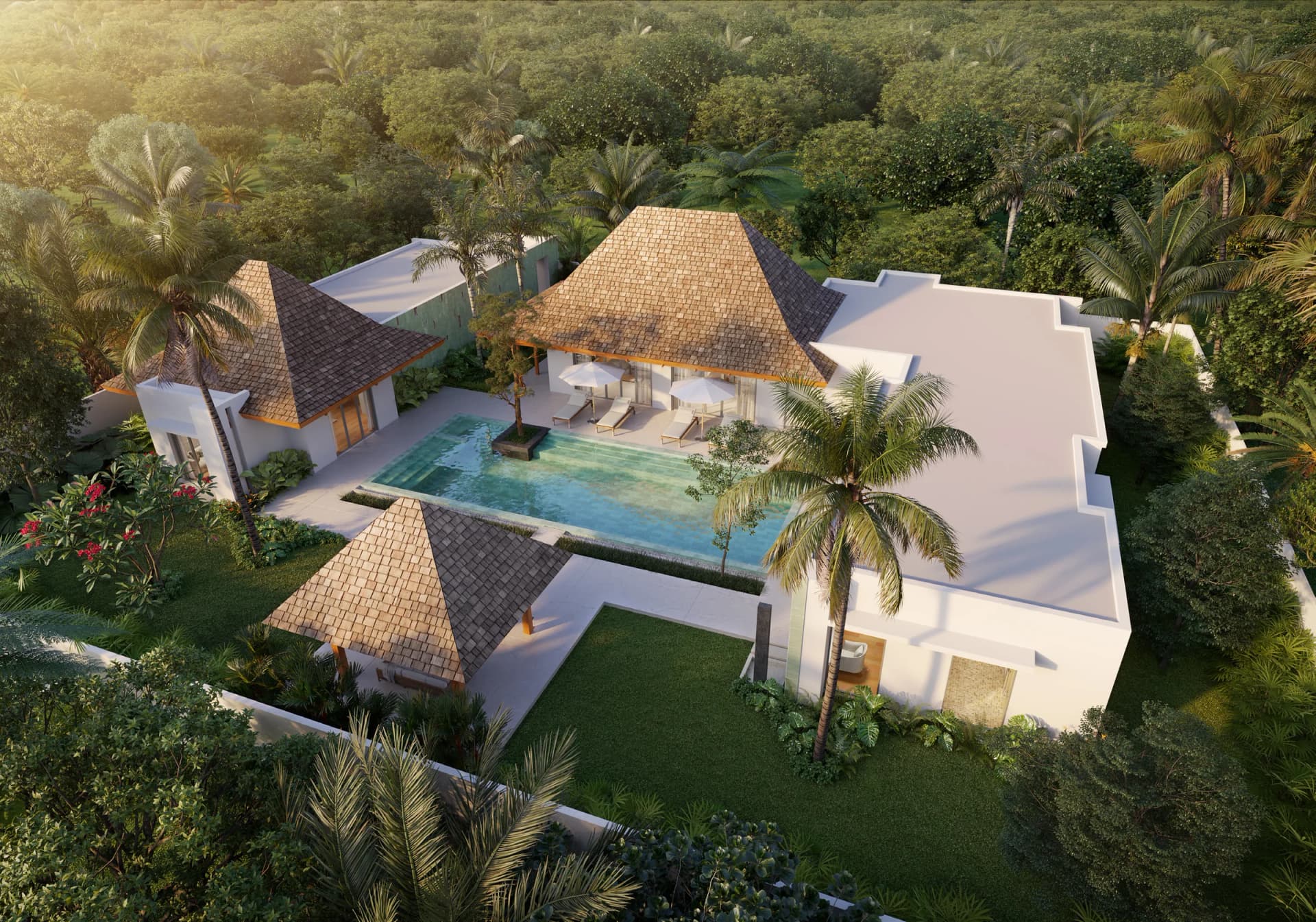 Type 4C Grand from above: L-shaped pavilions around the 15-metre pool